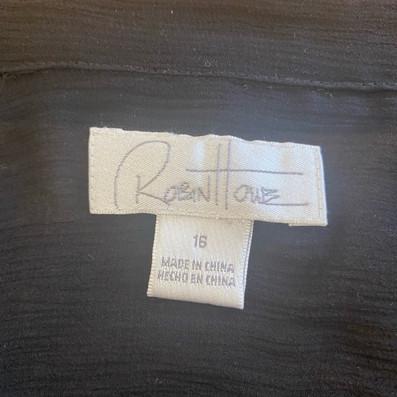 Robin Howe Sheer Button Down Shirt Size 16 Fringe Detail - Picture 2 of 5